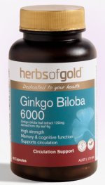 GINKGO BILOBA 6000 By Herbs of Gold