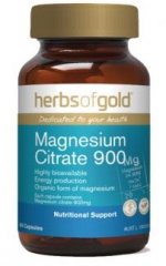 MAGNESIUM CITRATE 900mg 60caps By Herbs of Gold