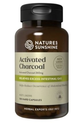 ACTIVATED CHARCOAL BY NATURES SUNSHINE 100caps